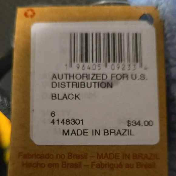 NWT-Havaianas Women's Slim Square Toe Flip Flops in Black-Size 6 - Picture 7 of 8